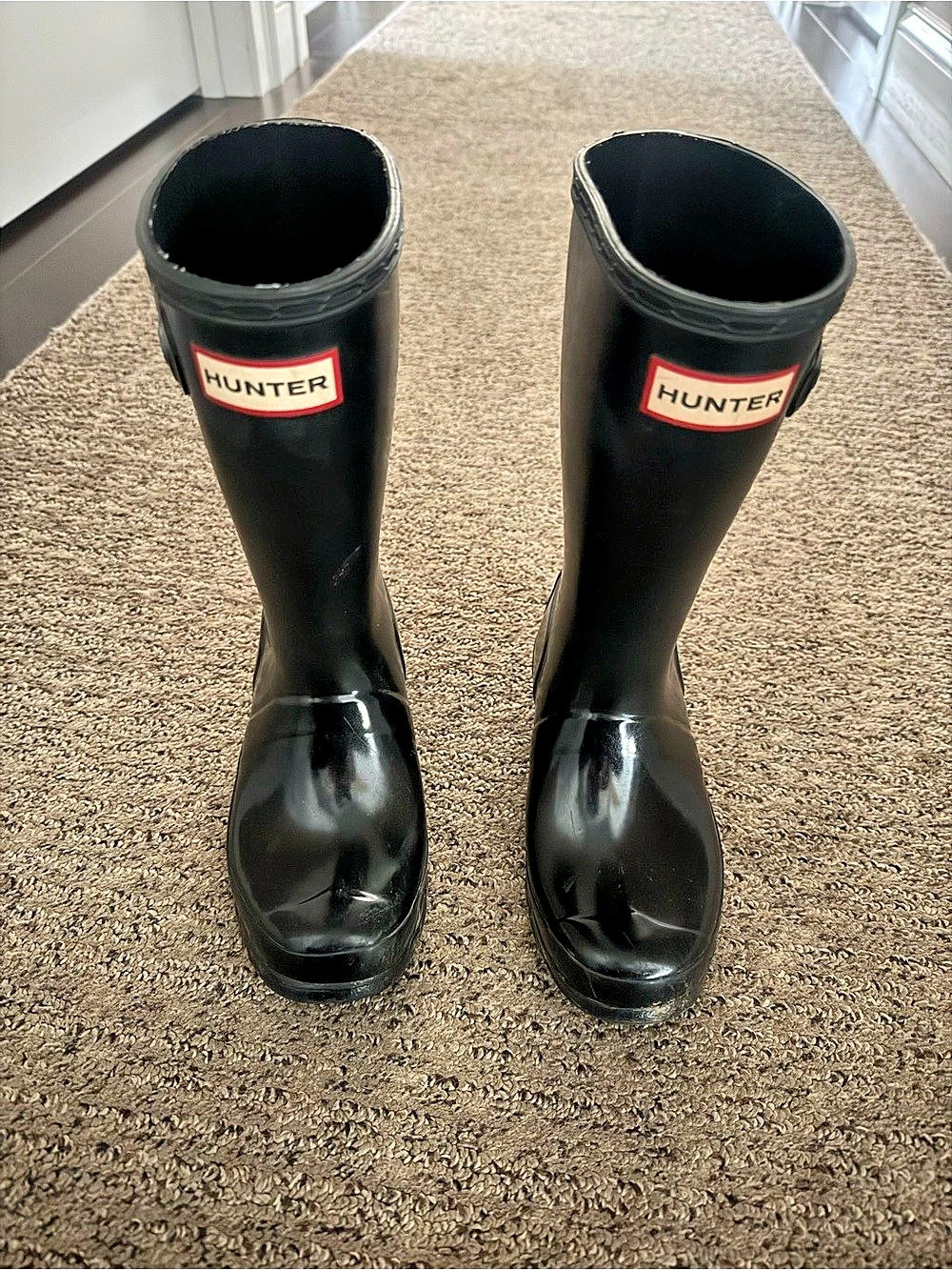 Hunter Kids First Classic Gloss Rain Boots Black US 13